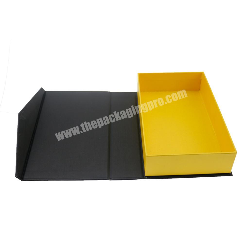 High quality yellow gift custom packaging magnetic cardboard clothing packaging for two piece pants set