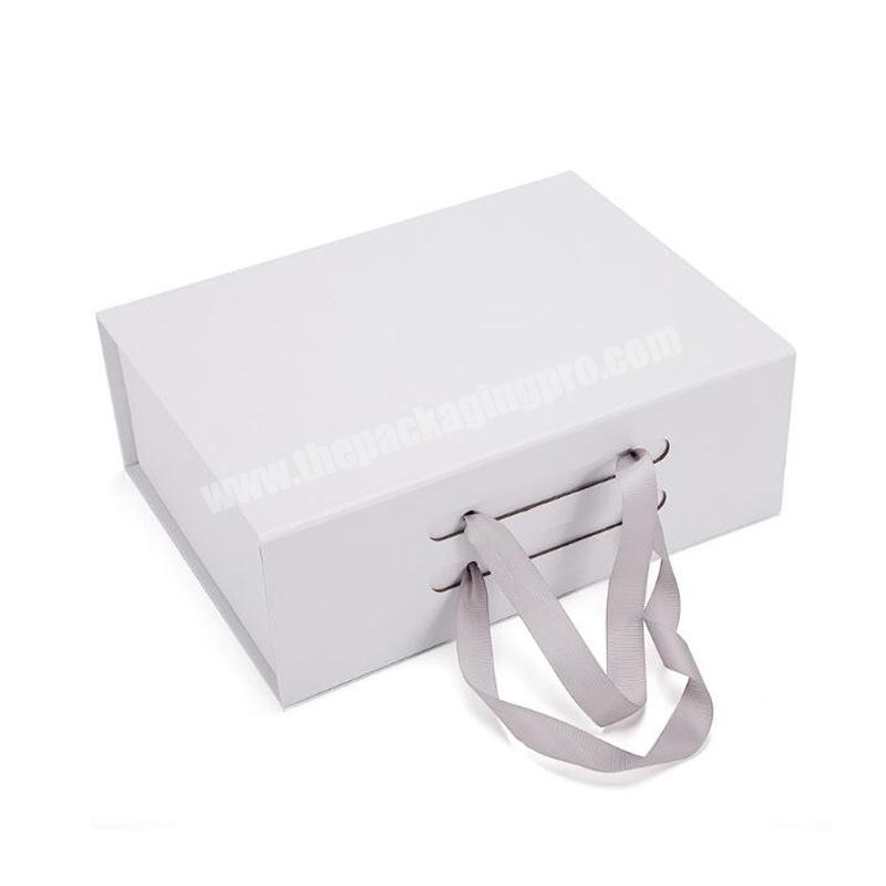 Hot creative custom clamshell gift box high-end portable cardboard cosmetic box storage folding packing box with ribbon