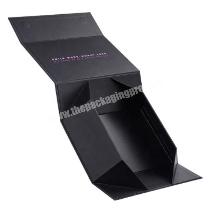 Hot Fancy Magnet Box Carton Black Rigid Flat Luxury Folding Storage Paper Gift Box With Magnetic Lid