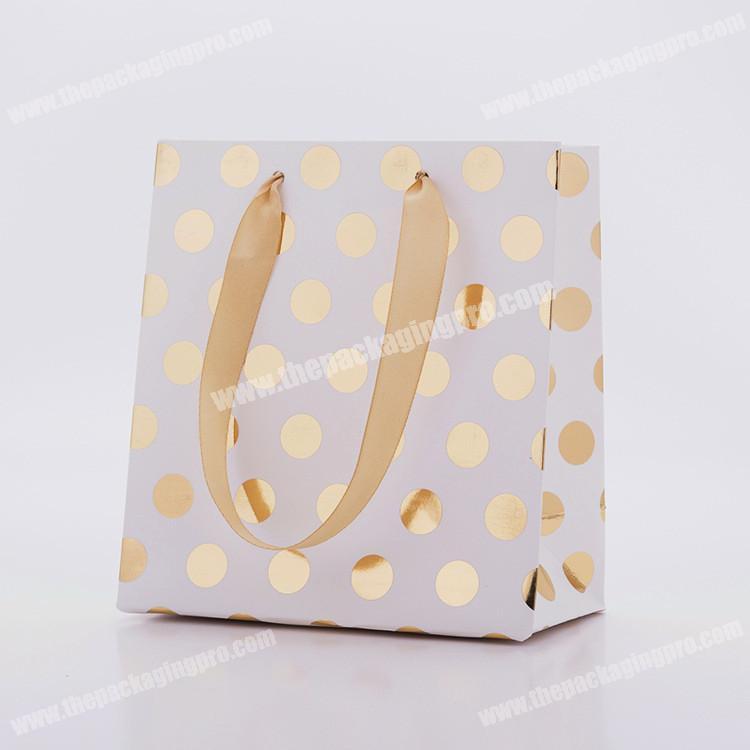 Hot gold dot high grade cosmetics paper bag