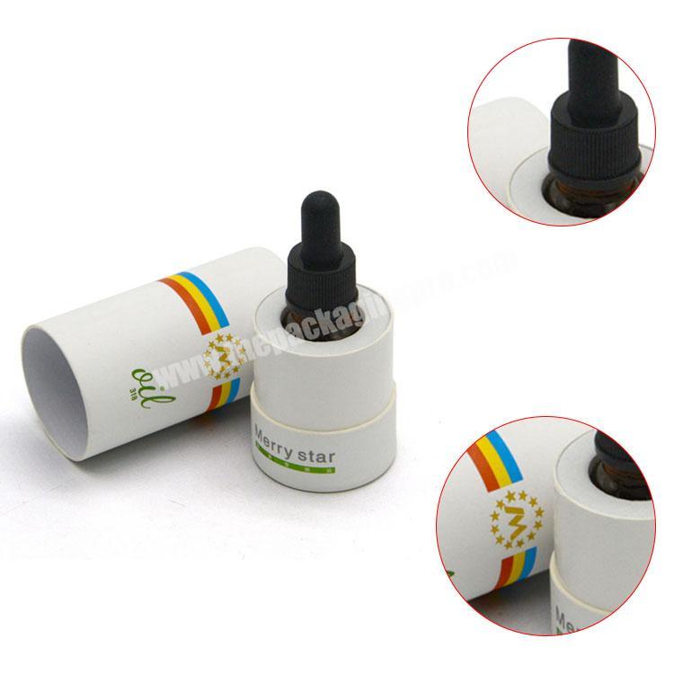 hot golden stamping round tube gift box essential oil bottle package tube round cardboard white gift box with eva insert