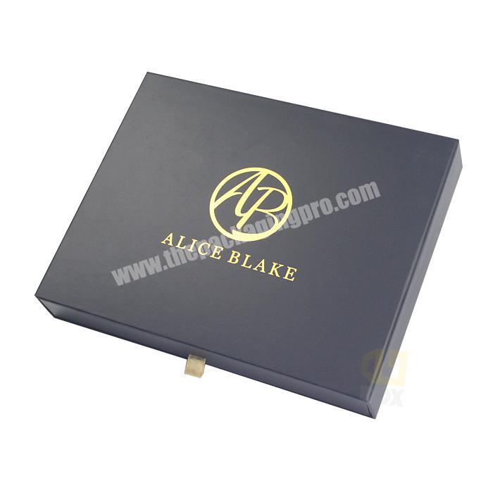 Hot Paper Gift Packaging Box Custom Made Cardboard Luxury Paper Gift Packaging Drawer Box With Gold Fil  Logo