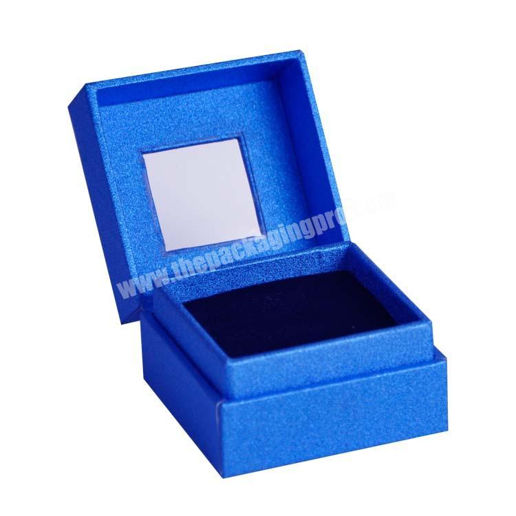 Hot Sale Blue Gift Box  Ring Storage Jewelry Box Package Hinged Box With Inlier
