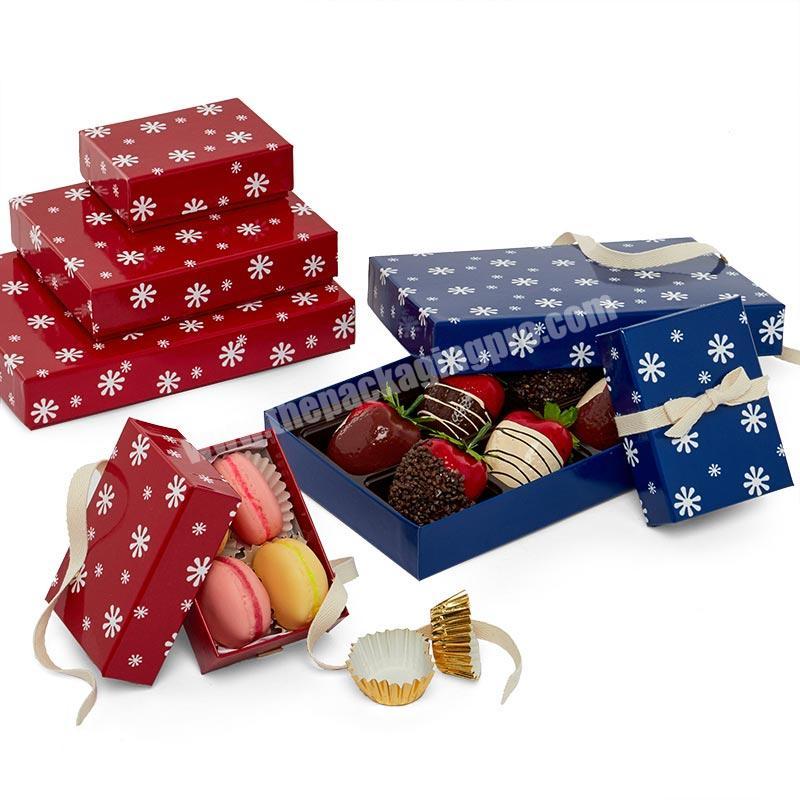 Hot sale cardboard paper two pieces chocolate gift box macarons cookie packaging merry christmas candy box