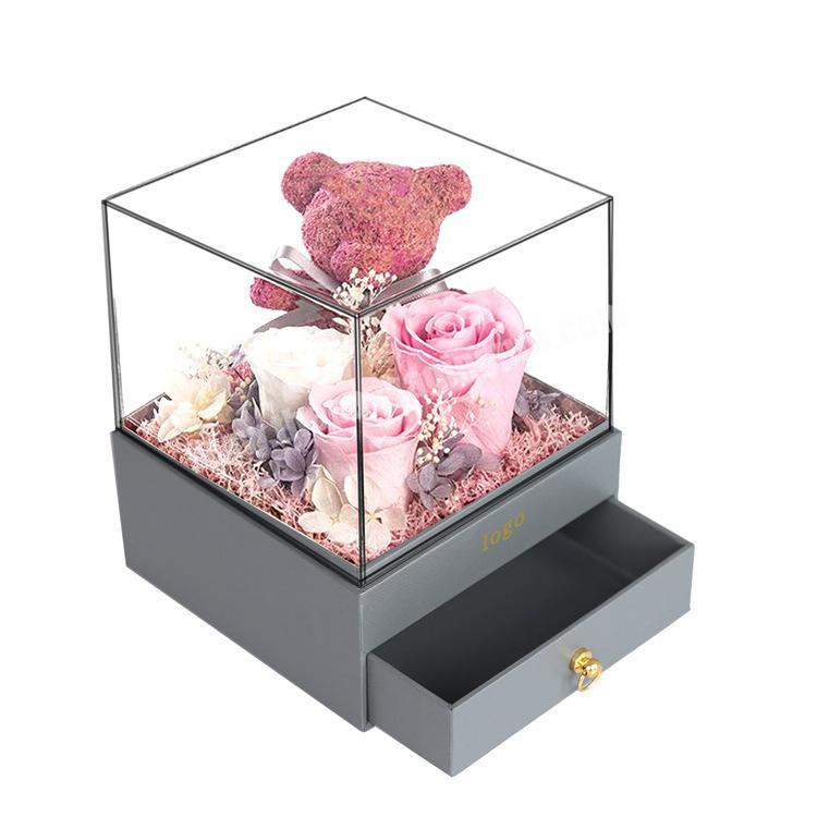 Hot Sale Clear Acrylic box flower rose unique flower box