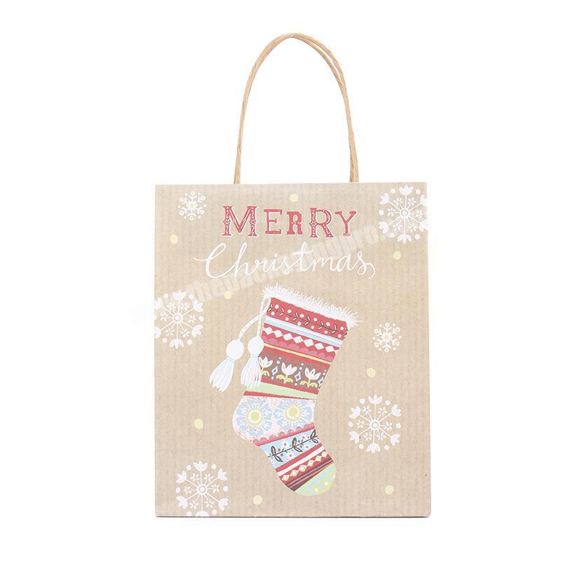 Hot sale custom bag for christmas food paper bags wholesale kraft paper single paper bag with handles