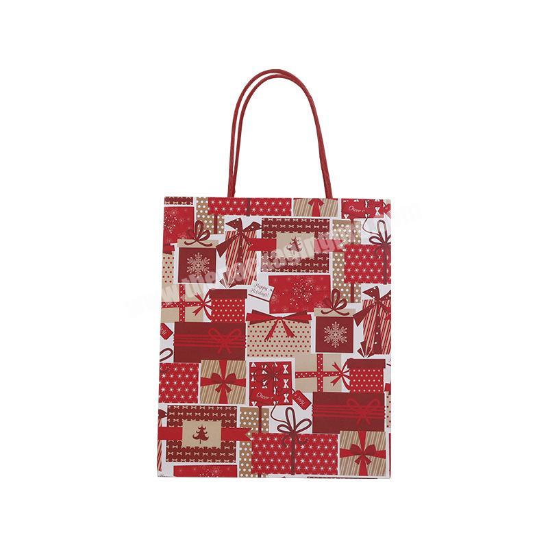 Hot sale custom christmas gift bags packaging paper bag kraft paper tote bag set portable shopping bag