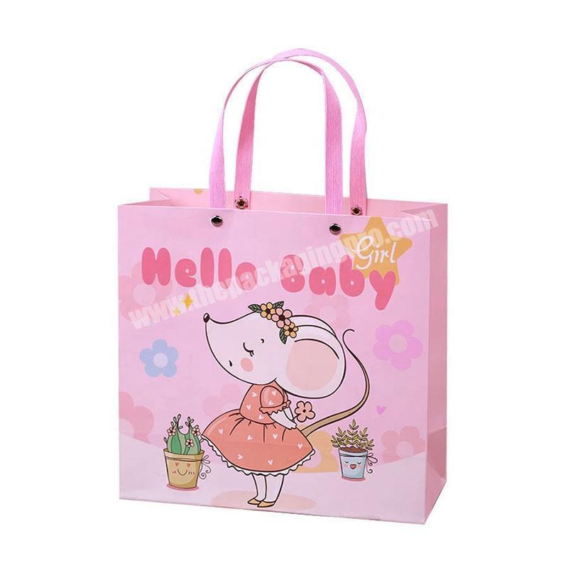 Hot Sale Custom Fashionable Lovely Cartoon Kids Gift Children Toy Clothing Shoes Packaging Paper Shopping Bag With Handles