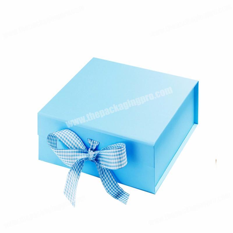 Hot Sale Custom Pure Color Matte Plaid Ribbon Folding Packaging Gift Box