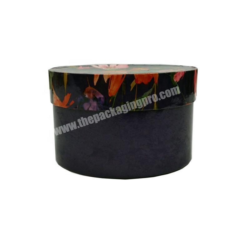 Hot Sale Cylinder Florist Portable Box Black Round Flower Hat Box Flower Gift Box