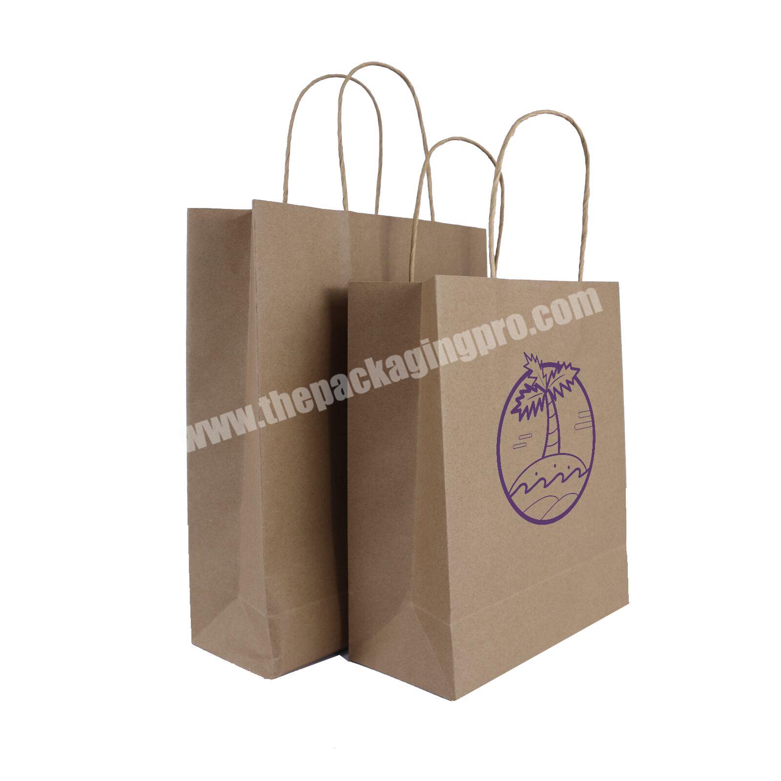 Hot sale disposable recycled customized brown Kraft paper packaging bags