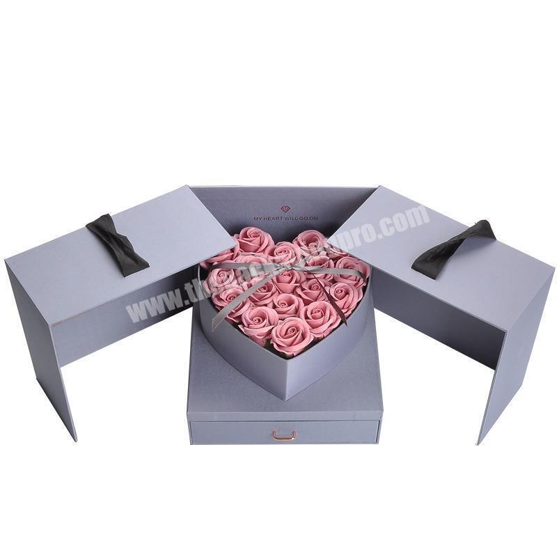 Hot sale Elegant Rigid Fancy Two Layer Drawer Ribbon Jewellery Lipstick Packaging Box for Valentine  Wedding