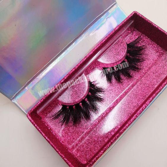Hot Sale Fancy Glitter Holographic Eyelash Box Custom Gold Logo Large Velvet Folding Package Eyelash Box