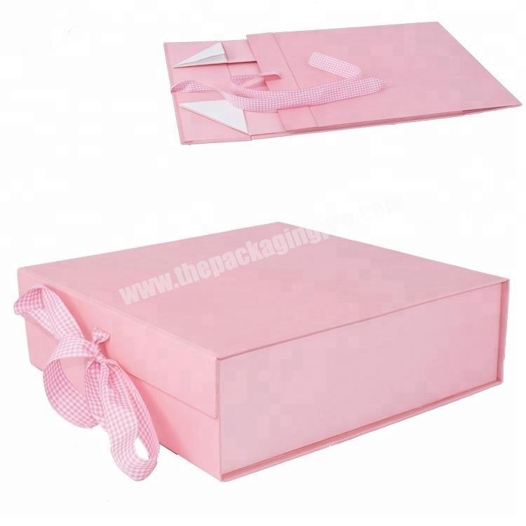Hot sale folding elastic packaging gift box with ribbon closure