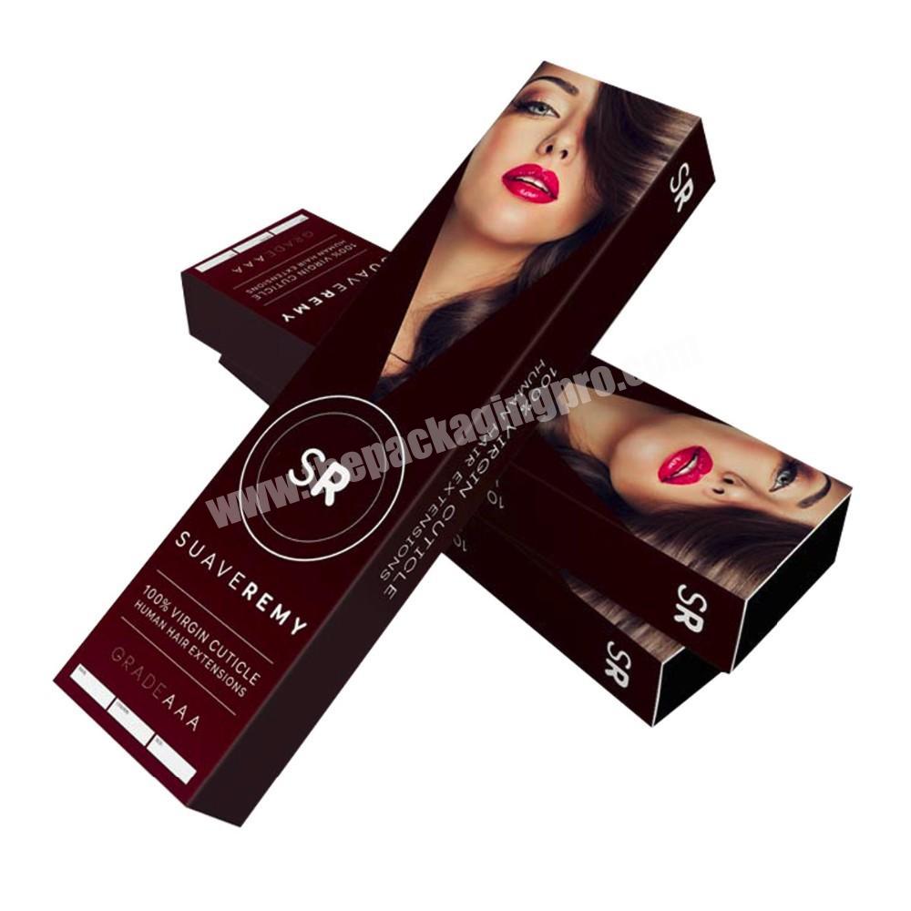 Hot sale hair packaging custom logo paper boxes hair packaging with window