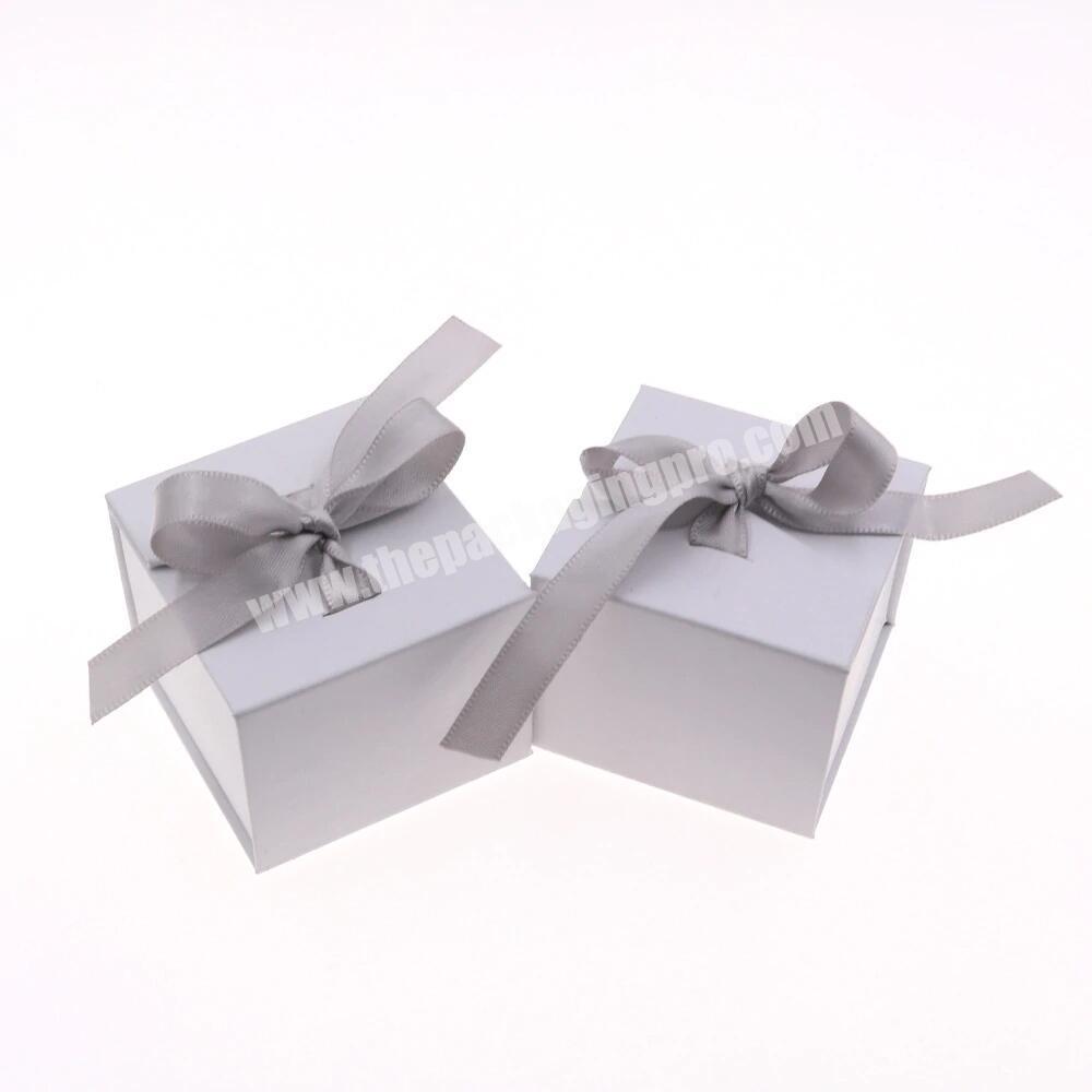 Hot Sale Jewelry Boxes Paper Gray White Color Ribbon Bowknot For Gift Present Ring Earring Packing