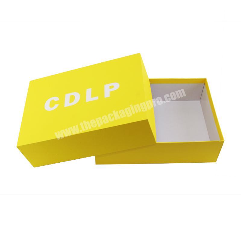 Hot sale originality rectangular yellow  rectangle  cardboard paper gift box with lid for clothing