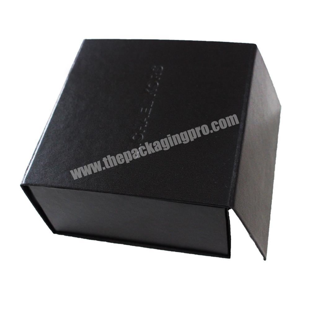 Hot Sale Square black matte cardboard magnetic foldable gift box packaging