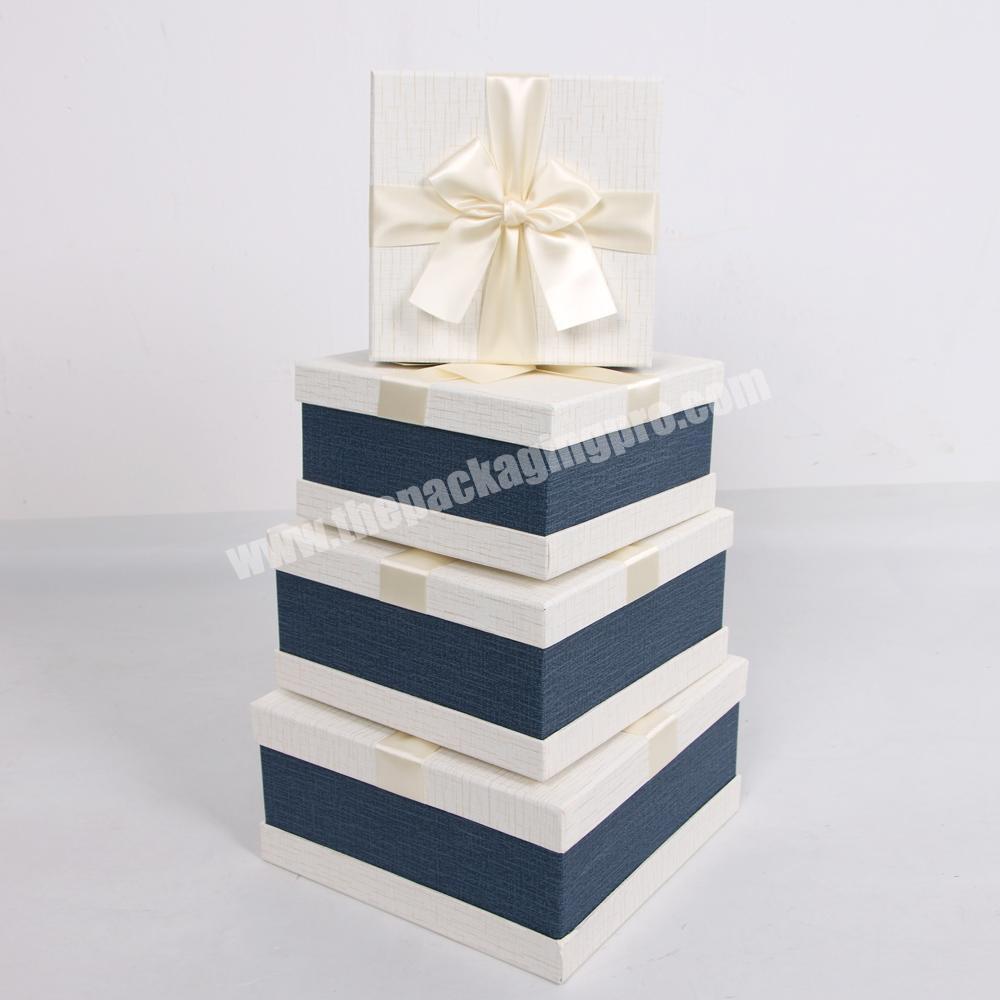 Hot Sale Square Promotion Gift Box Set Of Three Pieces With Satin Closure