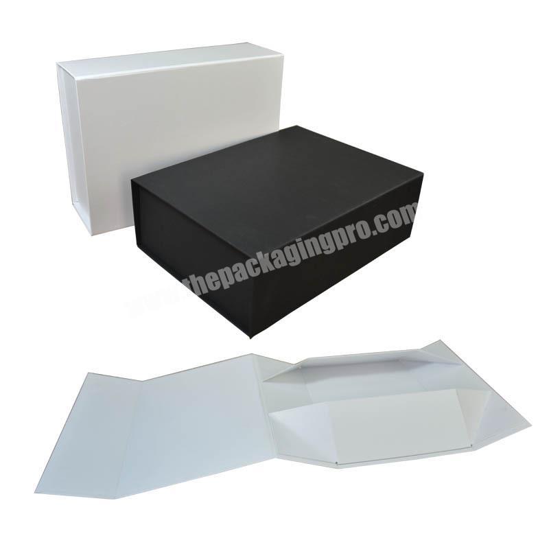 Hot sale white and black cardboard  magnetic flap gift box for package