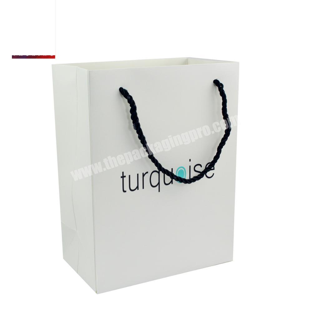 Hot sale white gift paper bag with black string handle