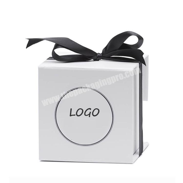 Hot sale white rigid paper printed candle package box with logo