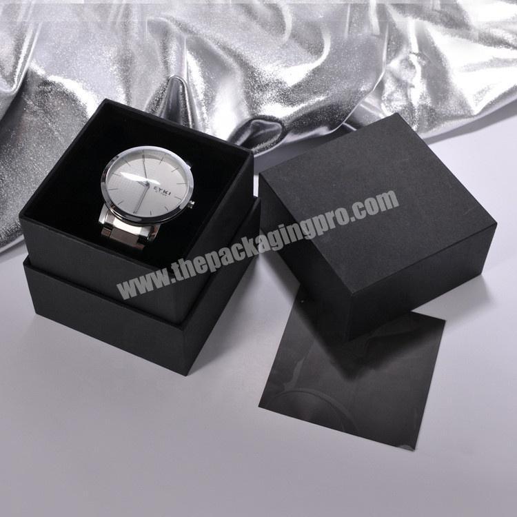 Hot sale wholesale luxury black packaging for watch with custom logo silver stamping packing box