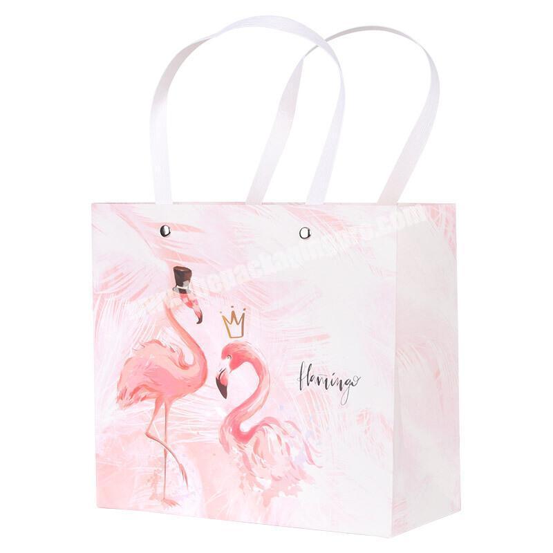 Hot Sale Wholesale Pink Portable Paper Gift Packaging Handbag for Gift , Shopping , Clothes