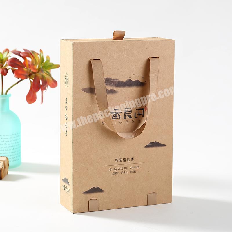 hot sales  Customs LOGO drawer kraft paper packaging Box with outside packaging bag for gift