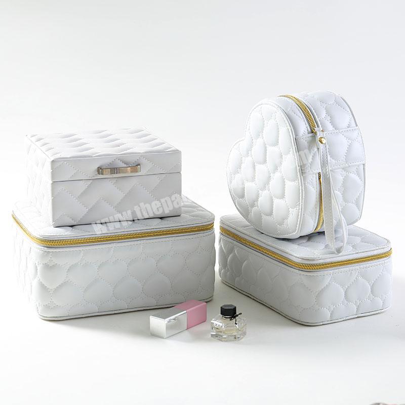 hot sales jewelry box white Pu Leather Display box with zipper  jewelry custom LOGO Packing Gift Box for jewelry