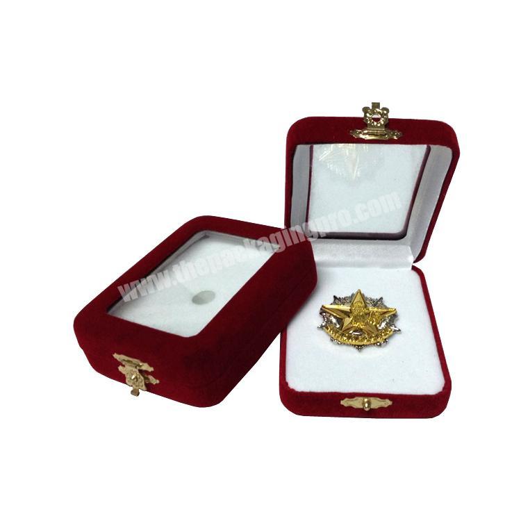 Hot sales Velvet Coin Box Metal Badge Box With Clear PVC Window , Flocking Box , jewelry box