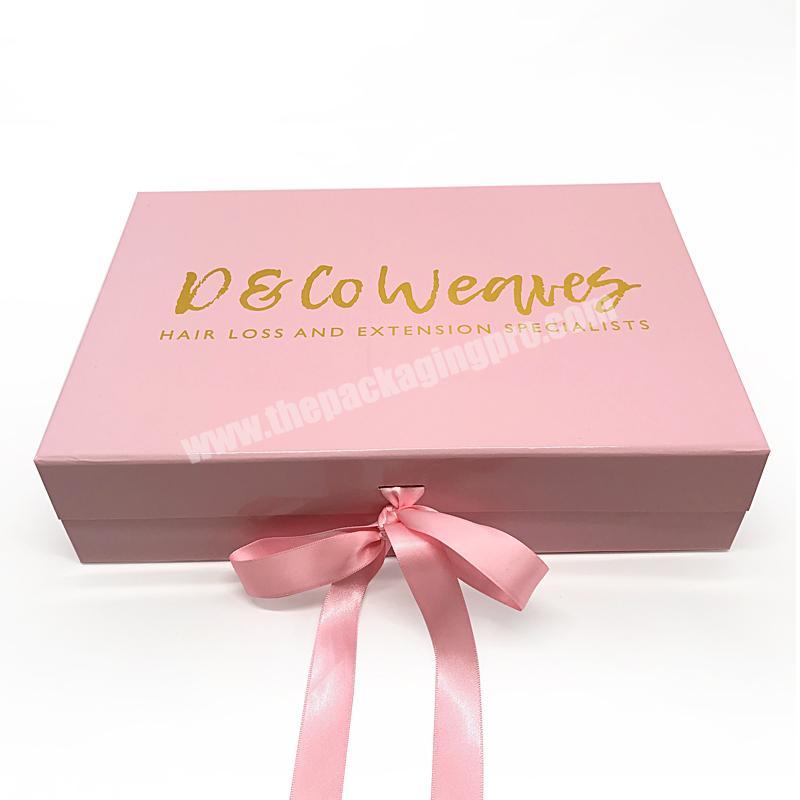 HOT SELL Printing Wig Packaging Gift Gold Packing Boxes Luxury Hair Virgin  Large Corrugated Foldable Extension Pink Package Box