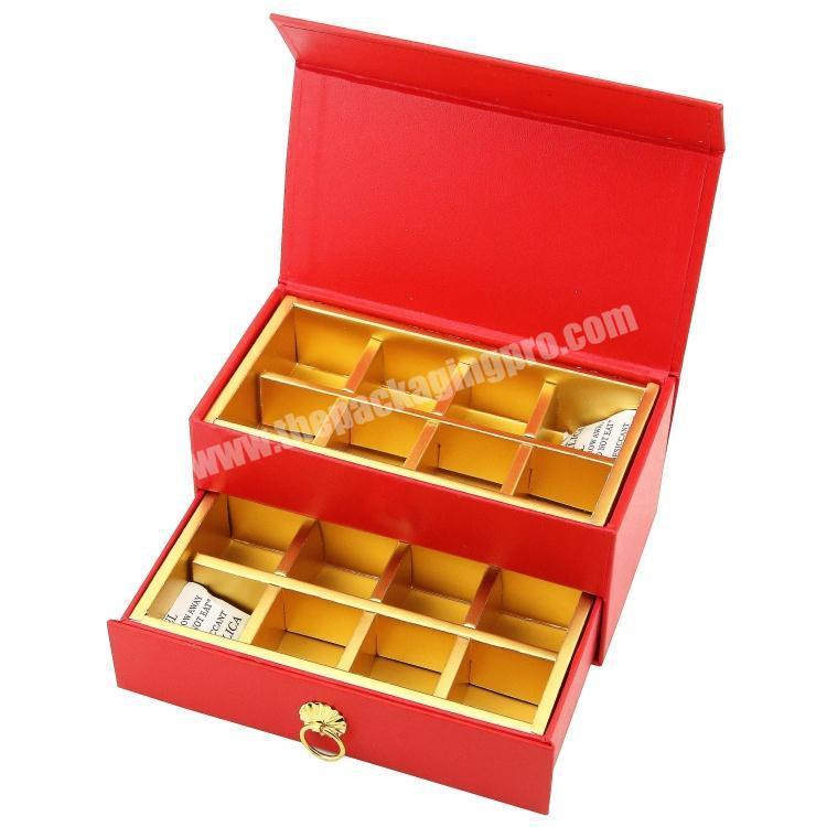 Hot sell pure red luxury 2 layers chocolate gift packaging praline candy box