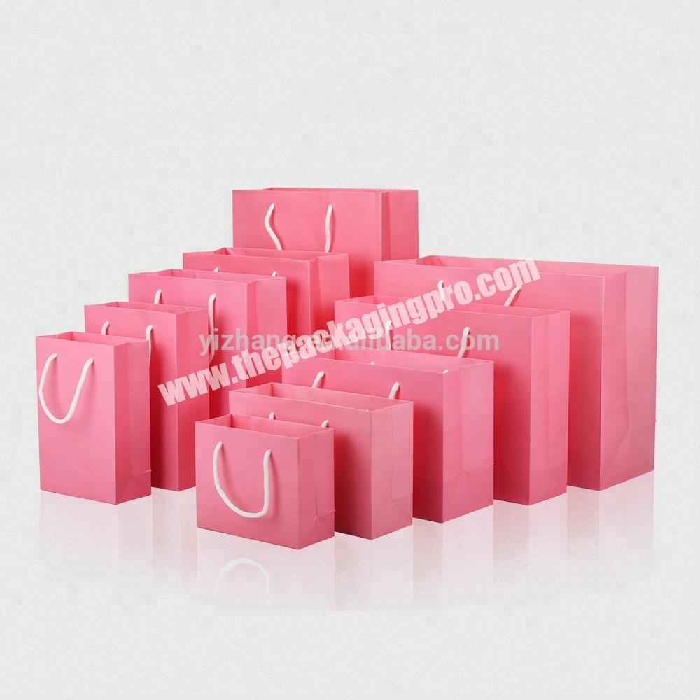 Hot Selling 10x12x6 cm Plain Pink Kraft Paper Doll Packaging Gift Bags with Rope Handle