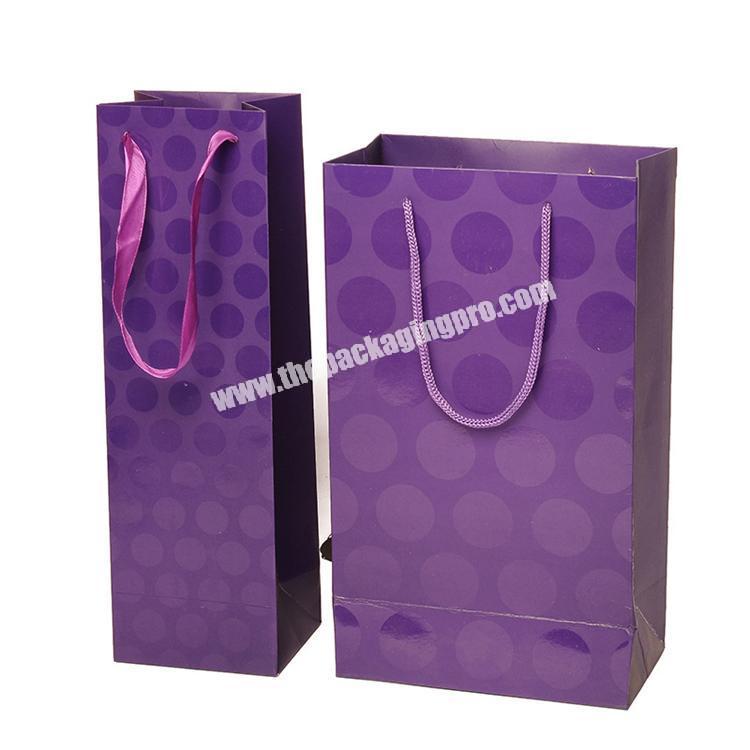 Hot selling 2018 custom logo recycle fancy gift paper wine bag with different handle types