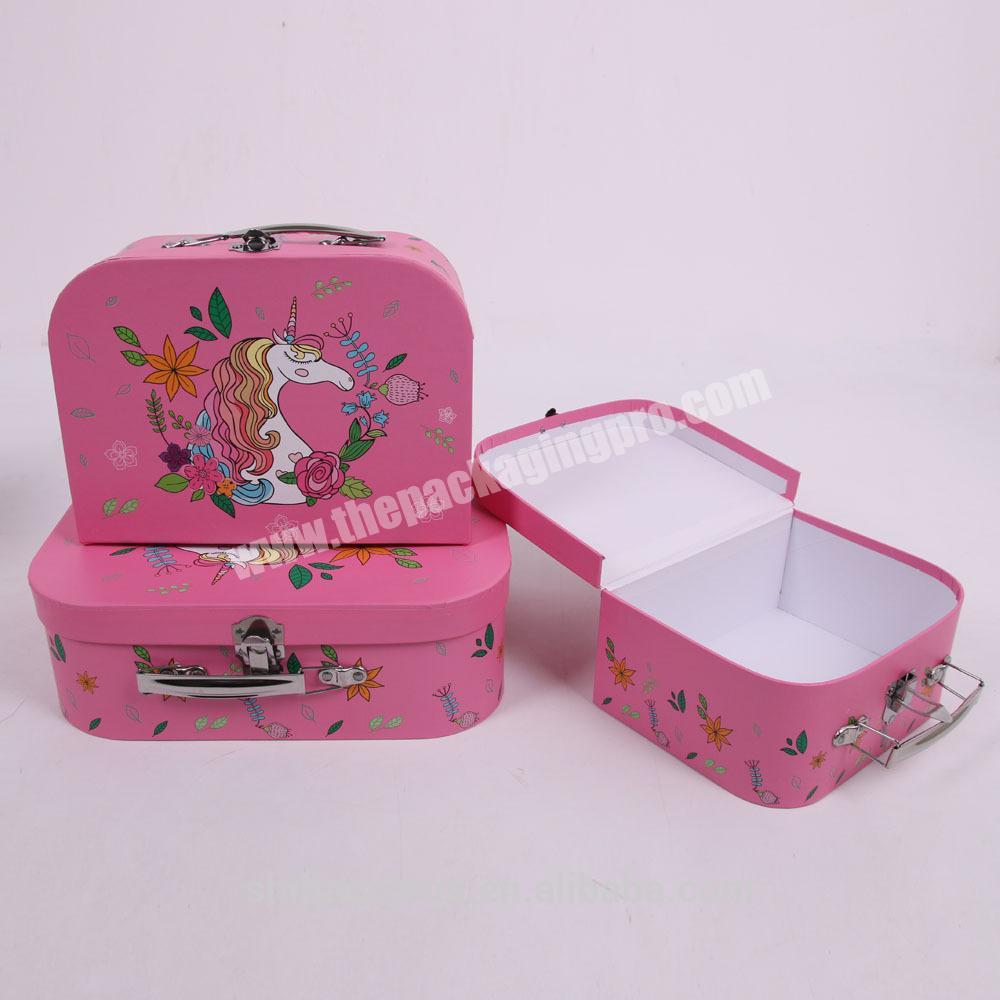 Hot-selling Decorative New Design 3 pcs Paper Suitcase Gift Boxes With Hinge