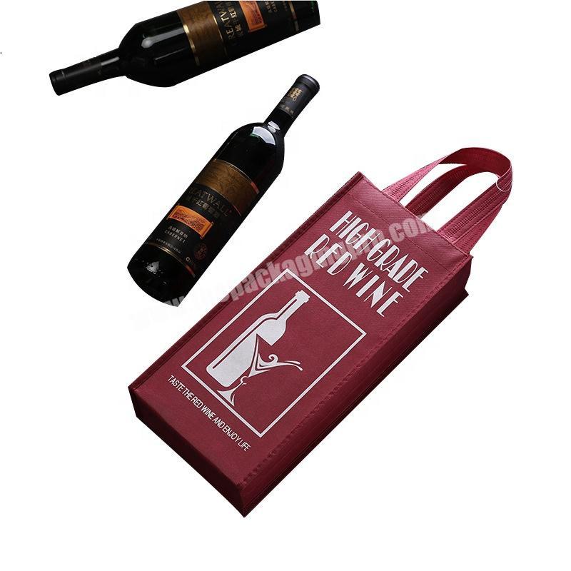 Hot selling heavy duty one bottle non woven wine bag with logo print