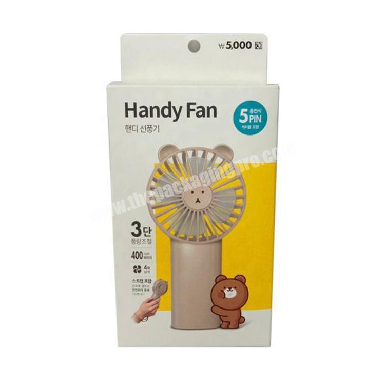 Hot Selling New Cartoon Mini Handy Fan, USB Fan Paper Box with Window for Store
