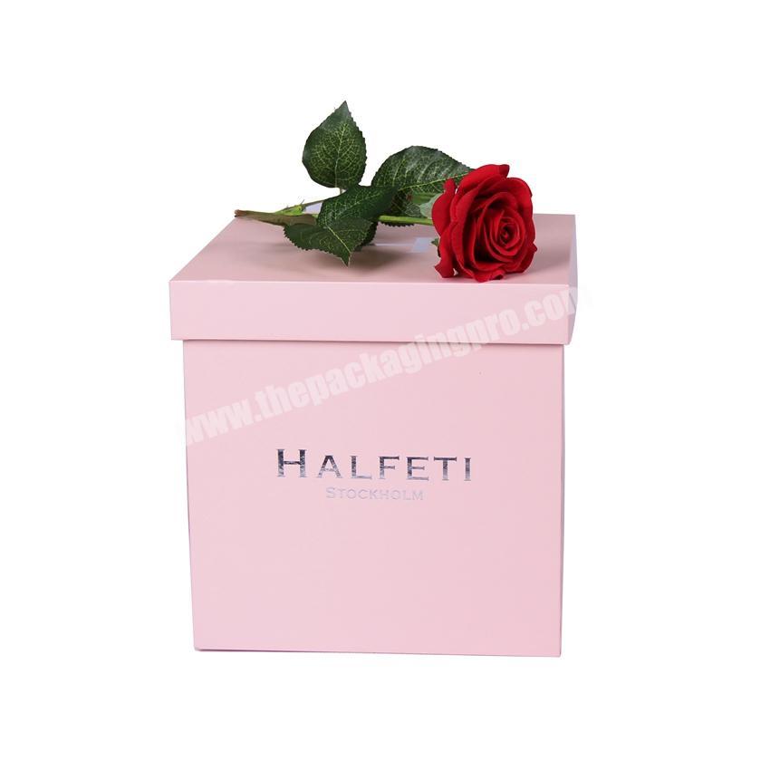 Hot selling paper luxury rose boxes rectangle packaging flower gift box