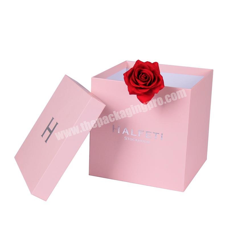 Wholesale Luxury Blue Pink Velvet Paperboard Flower Box Love Heart Shaped  Box for Flowers