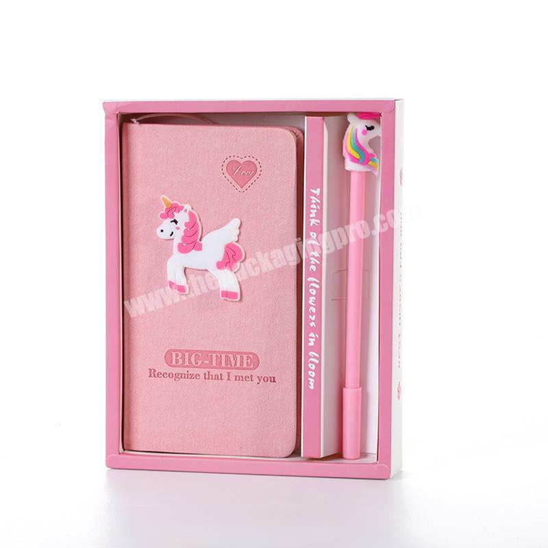 Hot Selling Pink Cute Kawaii Undated Blank Journal Diary Kids Notebook With  Pen Set For Girls