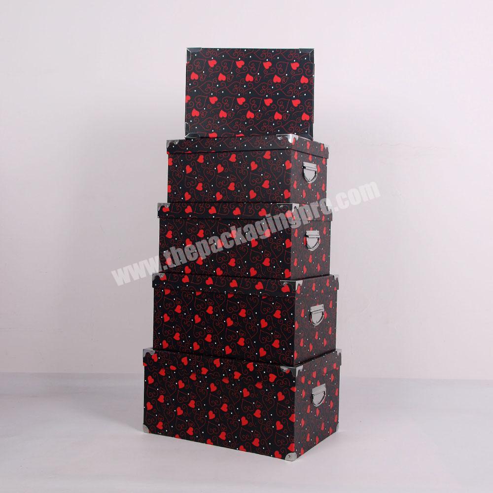 Hot Selling Rectangle Paperboard Gift Box With Metal Handle And Corner