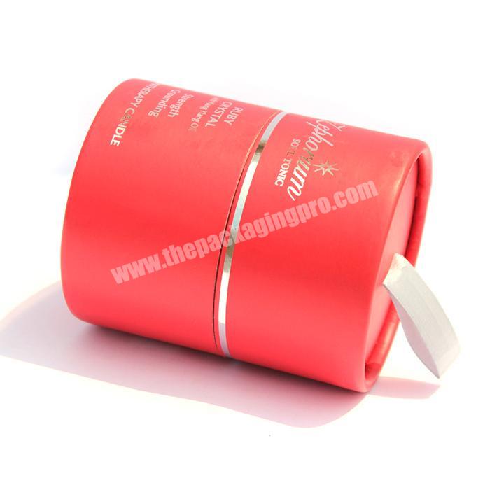 Hot sliver stamping candle paper tube round gift box candle paper tube packaging with ribbon