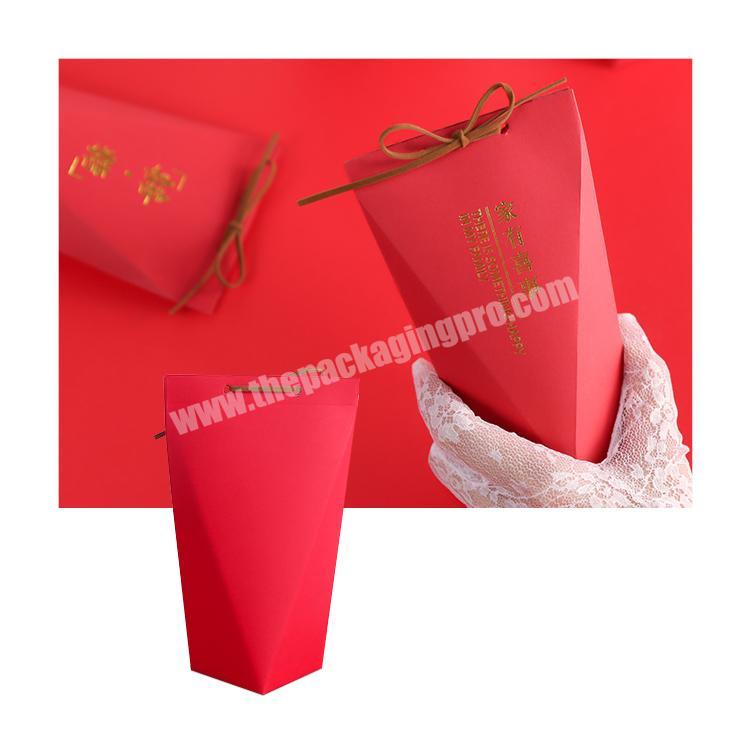 Hot stamped logo wedding candy package gift paper box