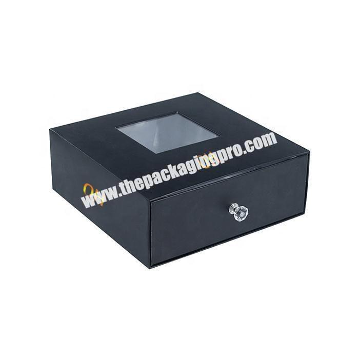 Hot stamping logo printed drawer gift hair wig box with clear window