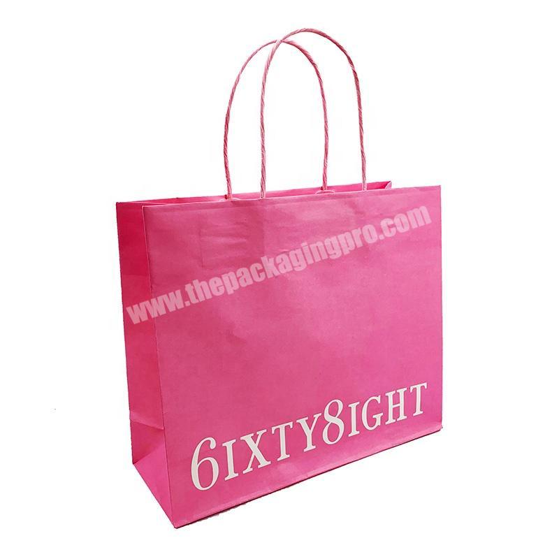 Hotsell High Quality Customized Logo Carry Pink Kraft Paper Bag