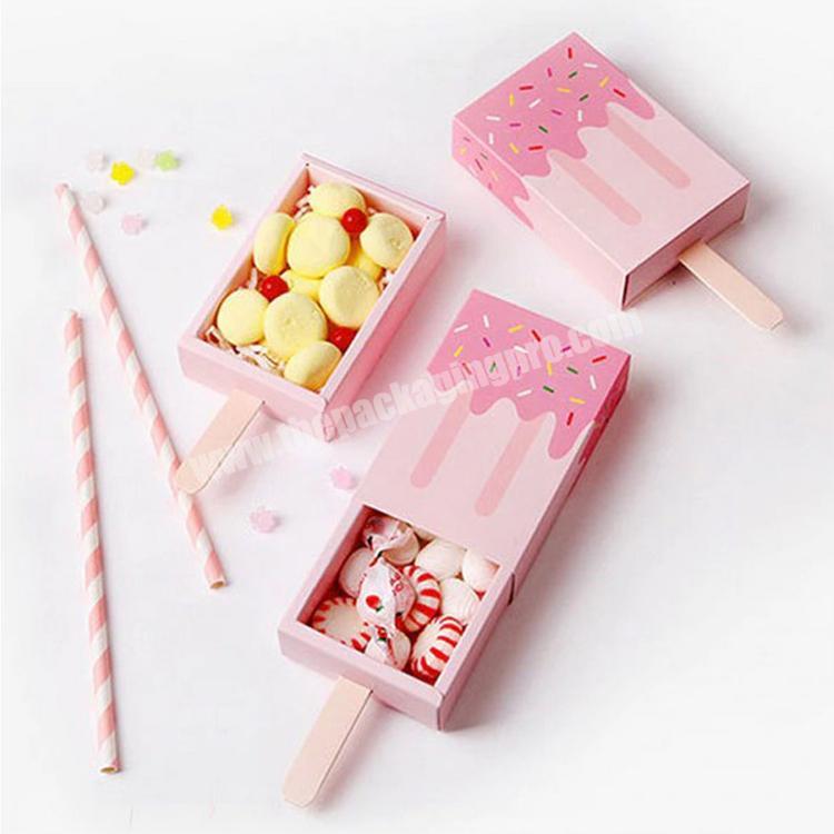Ice Cream Shape Gift Boxes Baby Shower Birthday Candy Box Cartoon Drawer Gift Bag for Kids Party Favor Box