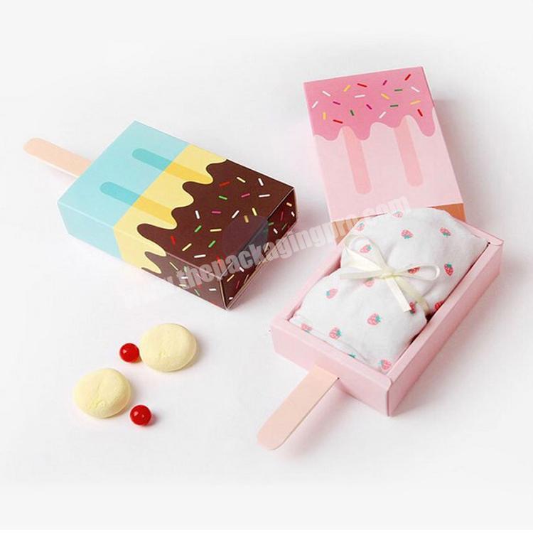 Ice Cream Shape Gift Boxes Baby Shower Birthday Candy Box Cartoon Drawer Gift Bag for Kids Party Favor Box