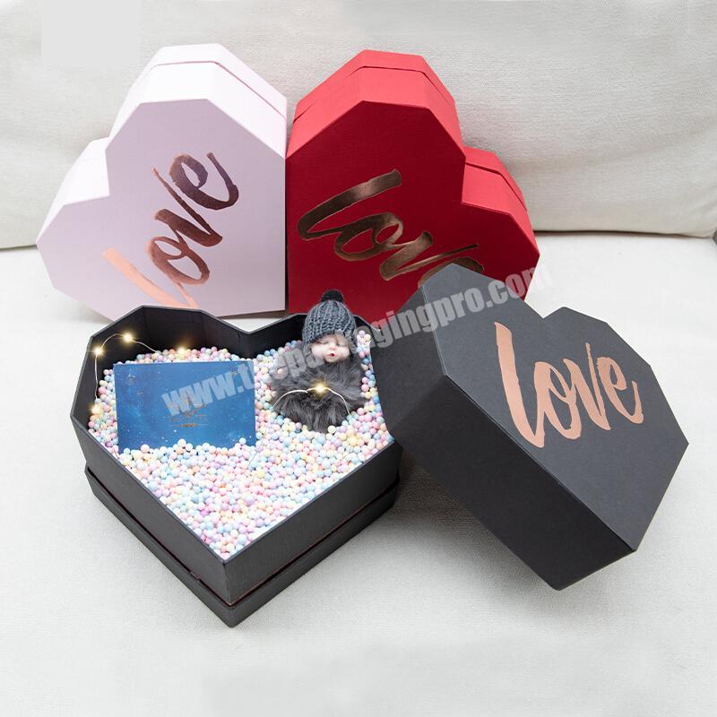 In Stock 3pcs Set Hart Shape Baby Packing Boxes Matt Lamination Gold Foil Cardboard_Boxes_For_Packing 3 Set Gift Box