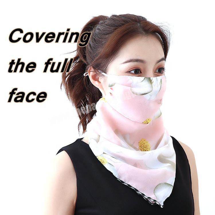 In stock Earhook Bandanas Hair Accessories Breathable Chiffon Face Mask for Sun-proof